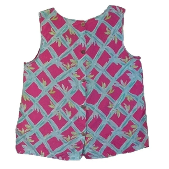 Lilly Pulitzer Womens L Silk Magenta Sleeveless Gold Accent Back Buttons - Picture 2 of 11